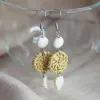 Handcrafted Moon & Leaf earrings from natural rattan deep connection with nature, earrings for girlfriends Vietnamese souvenirs as birthday gift for her