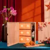 Dreamlike Quartet Mid-Autumn gift box complete reunion season, moon cake gift set with wine or tea luxury corporate gift as Vietnamese souvenirs