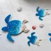 Turtle Family epoxy resin wall clock, handmade and unique, perfect as an impressive housewarming gift and for children.
