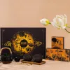 “Brown Moonlight” gift box with 4 chocolate mooncakes, assorted chocolates, nuts & cutlery set – premium Mid-Autumn corporate gift.