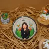 Personalized clay handheld mirror 6cm, handmade clay art, unique birthday gift idea.