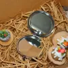 Personalized clay handheld mirror 6cm, handmade clay art, unique birthday gift idea.