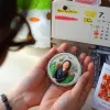 Personalized clay handheld mirror 6cm, handmade clay art, unique birthday gift idea.