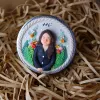 Personalized clay handheld mirror 6cm, handmade clay art, unique birthday gift idea.