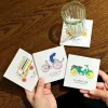Vietnam cultural coaster set of 4 with wooden base, quick-absorbing and ideal as a compact and meaningful souvenir gift.