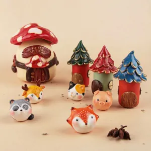 japanese clay mini mushroom house, fairy garden theme, durable and lightweight material, cute design, lovely gift