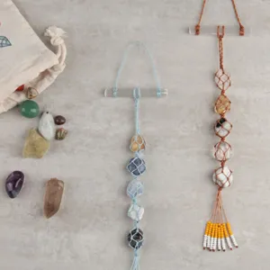 feng shui crystal macrame necklace, attracts positive energy, suitable for various zodiac signs, feng shui product