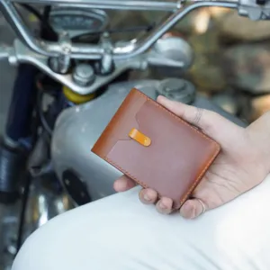 wallet with buttons, minimalist and elegant design, premium herbal leather material, luxurious style, compact size, high-quality product