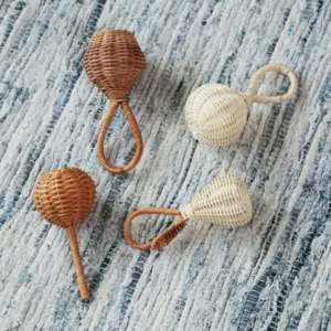 wicker baby rattle, enhances exploration skills for kids, made of natural material, ensures safety for young children