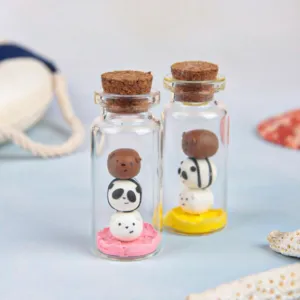 lọ thủy tinh we bare bears, thiết kế những chú gấu đáng yêu, trang trí góc bàn học, sản phẩm đất sét, sản phẩm handmade