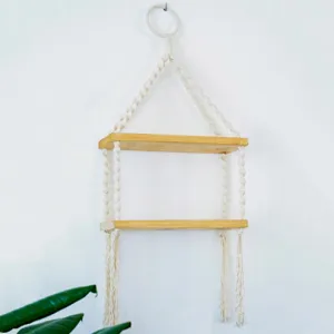 kệ treo tường 2 tầng macrame, phong cách châu âu cổ đại, thiết kế tối giản, độ chắc chắn cao, không bị mối mọt, chống ố vàng