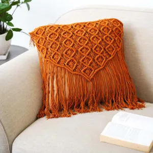 bọc gối tựa lưng macrame, phong cách bohemian, sợi cotton mềm mịn, dễ vệ sinh, thấm hút mồ hôi tốt, trang trí nhà cửa