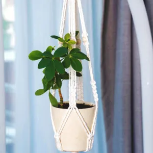 macrame plant hanger, easy to clean, machine washable, high durability, decorative accessory to add greenery to space