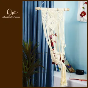 macrame pet hammock, comes with soft cushion, sturdy material, pet furniture, home decor item, handcrafted product