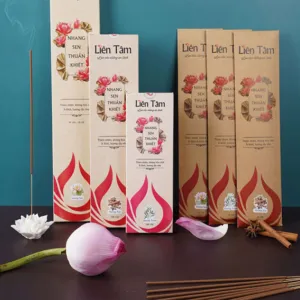 nhang sen thuần khiết, nguyên liệu đài sen, không chứa hóa chất độc hại, mùi hương dễ chịu, màu sắc tự nhiên, đa dụng trong sử dụng