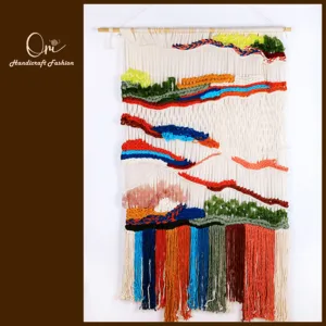colorful macrame wall hanging decor, elegant color combination, intricate macrame knotting technique, unique design