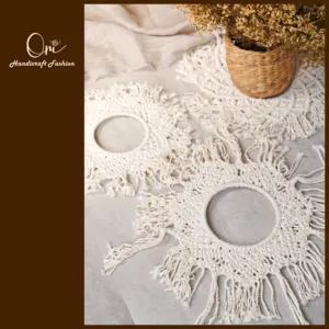 macrame flower pot coaster, flower pot protection, elegant and beautiful design, handcrafted product, high-quality material