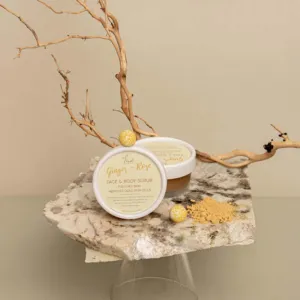 tẩy tế bào chết dạng scrub ginger-rose thơm ngát mùi hoa hồng, gây gây châm chít, loại bỏ nhẹ nhàng lớp da chết, việt nam, guby homemade, chus