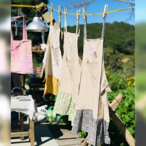 handmade embroidered aprons, made of linen and canvas, various designs, cute design, completely handcrafted product