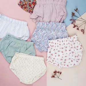 baby bloomy pants, cute patterns, comfortable design, good sweat absorption, gentle on baby's skin, for babies aged 1-2 years