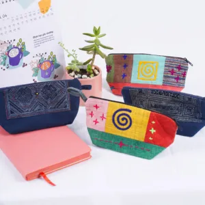 túi đựng bút thổ cẩm, túi handmade, túi đựng bút đa năng, họa tiết độc đáo, màu sắc độc đáo, phong cách cá tính, thủ công, hoa tiến brocade, chus