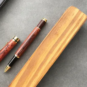 fragrant rosewood pen engraved name included wooden pen case, elegant red-brown color, refined and luxurious, premium pen