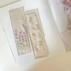 embroidery bookmark, meticulous hand embroidered patterns, feminine designs, accessories for nerds, handmade products