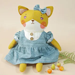 bam fox stuffed toy, fabric fox plush, cute fox stuffed animal, handmade fox plush toy, fabric toy for kids