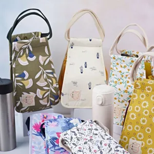 trapezoid shaped cotton bottle holder with floral patterns, unique and versatile design, sturdy product, gift for a green lifestyle