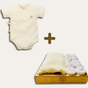 bộ quà tặng sơ sinh, bodychip kimono cộc tay, chất liệu cotton organic, an toàn cho làn da bé, quà tặng ý nghĩa cho mẹ bỉm
