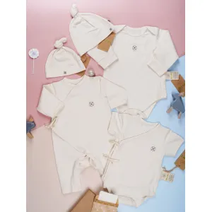 bộ quà tặng happy me & mom, gồm 3 bộ body chip và 2 mũ, chất vải mềm mại, giữ ấm tốt, không gây kích ứng cho da bé