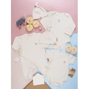 bộ quà tặng organic baby, body chips kèm mũ và khăn mặt lụa, chất vài mềm, không qua xử lý hóa chất, quà tặng tuyệt vời cho trẻ sơ sinh