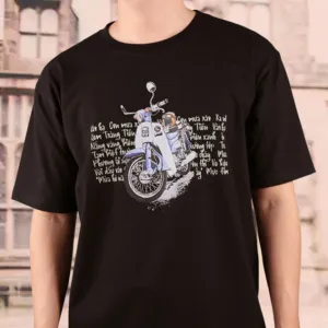 áo thun “replay 198x", áo thun cotton thoáng mát, áo phông co giãn, áo tay lửng, áo thun đen in hình