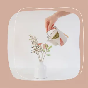 set lọ trắng & 4 cành hoa gỗ, đồ trang trí nhỏ xinh, bình làm từ gốm bát tràng, thủ công tinh xảo, bảo quản nhiệt độ phòng