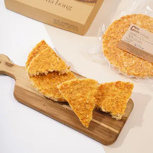 scorched rice topped pork floss, saigon specialty, vacuum-packed rice cracker, crispy and fragrant snack, traditional cuisine