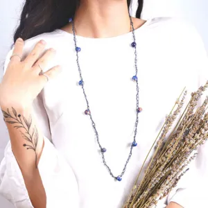 handmade necklace with ceramic beaded, handmade accessory, unique design, elegant colors, suitable for monochrome outfits