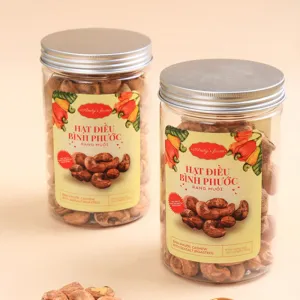 hạt điều rang muối bình phước, hộp 360gr, snack ăn kiêng, hạt điều vỏ lụa, điều nguyên hạt còn vỏ, quà tặng người thân