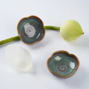 chén chấm sứ hình hoa, bst wattle green, gốm đông gia, chus