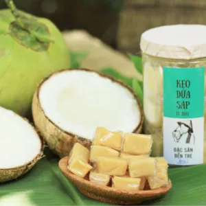 low fat macapuno coconut candy, specialty of ben tre, mildly sweet coconut candy, specialty gift, natural clean ingredients
