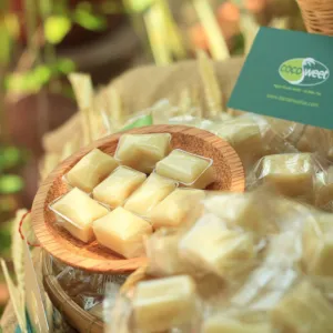 macapuno coconut candy, 400g jar, ben tre specialty, less sticky to teeth, countryside gift from ben tre, gift for colleagues