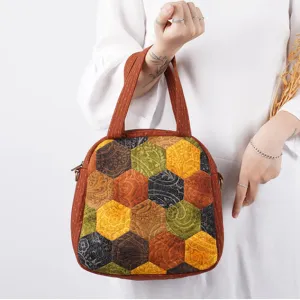 brown esagono quilted handbag, classic color scheme, standard ladylike style, a gift for vintage style enthusiasts