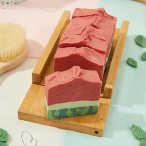 watermelon handmade soap, made from nourishing oils and natural essential oils, nourishes soft and smooth skin, non-irritating