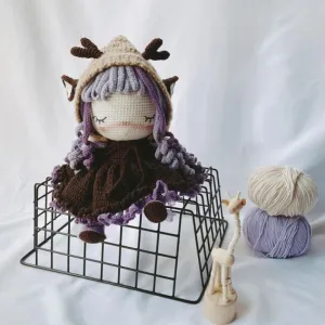 crochet cute deer doll, woolen doll keychain, handmade woolen doll, handmade toy for kids, woolen stuffed animal