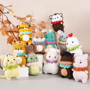 crochet 12 vietnamese zodiac signs collection, set of zodiac animals toys, birthday gifts, woolen zodiac animals
