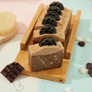 choco handmade soap, sweet fragrance, pure natural ingredients, restores soft and smooth skin, cute design