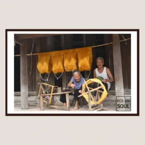 “silk village” photograph, scenery of hoi an, a traditional silk village with a history of hundreds of years, the cultural beauty of vietnam