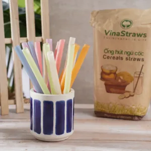 túi 50 ống hút ngũ cốc nhiều màu, đường kính 1.2cm, dài 20cm, có thể ăn được, hút được trân châu, dễ dàng phân huỷ, bảo vệ môi trường