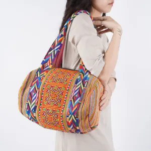 brocade drum bag tct165, colorful patterns, unique handmade accessories, spacious bag for carrying many items