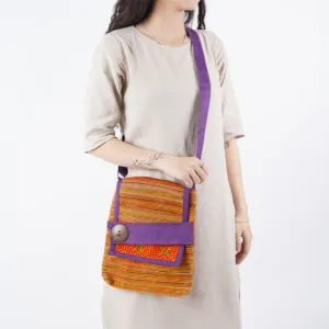 brocade crossbody bag with fold over lid tct03, suede fabric strap, unique design, high durability, traditional combined with modernity