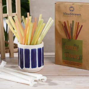 box of 100 colorful cereal straws, 0.8cm diameter, 20cm long, chemical-free, food-grade colorants, safe for health, green lifestyle